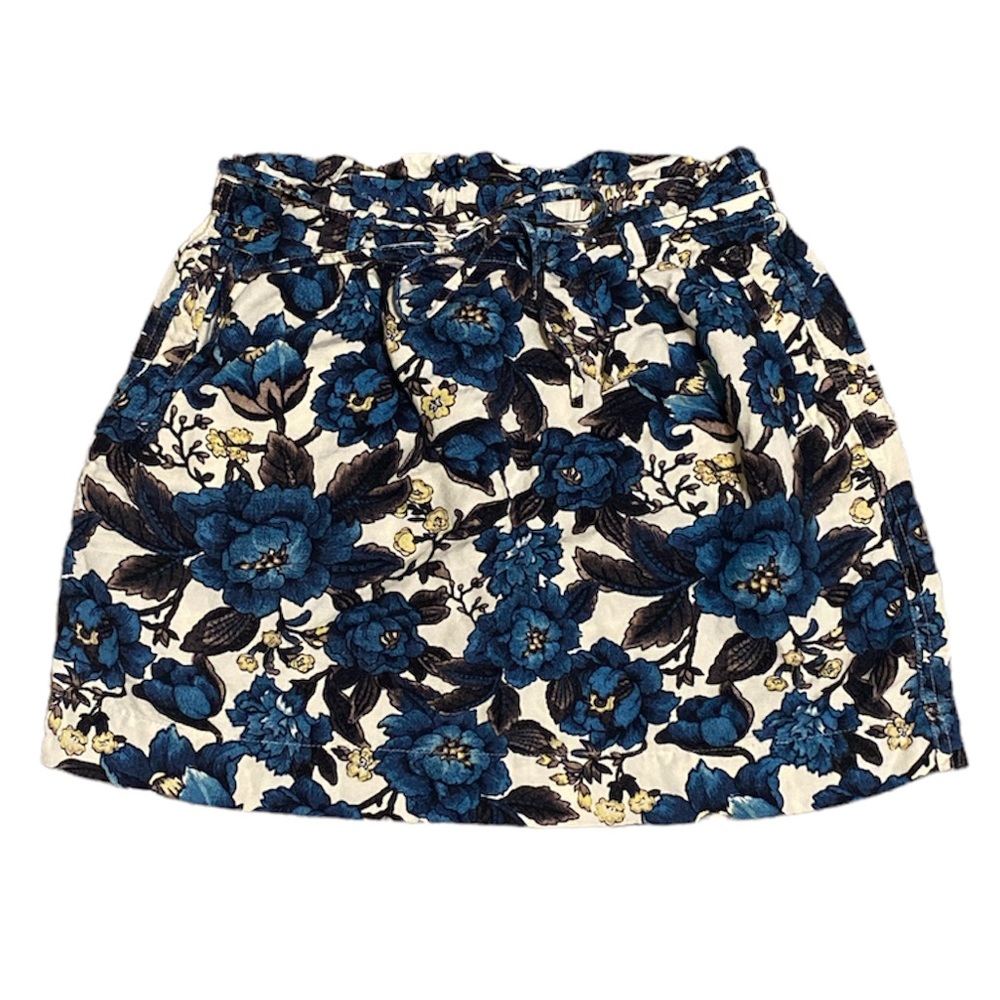 Ann Taylor LOFT Petites Linen-Blend Oversized Floral Mini Skirt Paperbag Waist